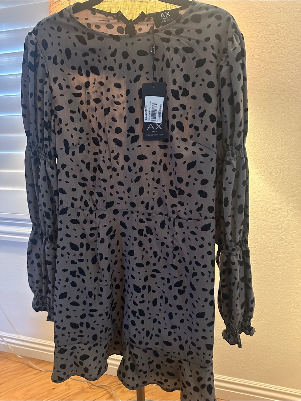 A/X Armani Exchange Taupe Tunic with Black Spot Print